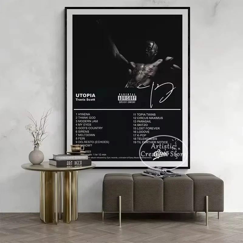 Utopia Album Cover Poster Hip Hop Singer Star Travis Scott Prints Canvas Painting Wall Picture Bedroom Club Home Decor Fan Gifts