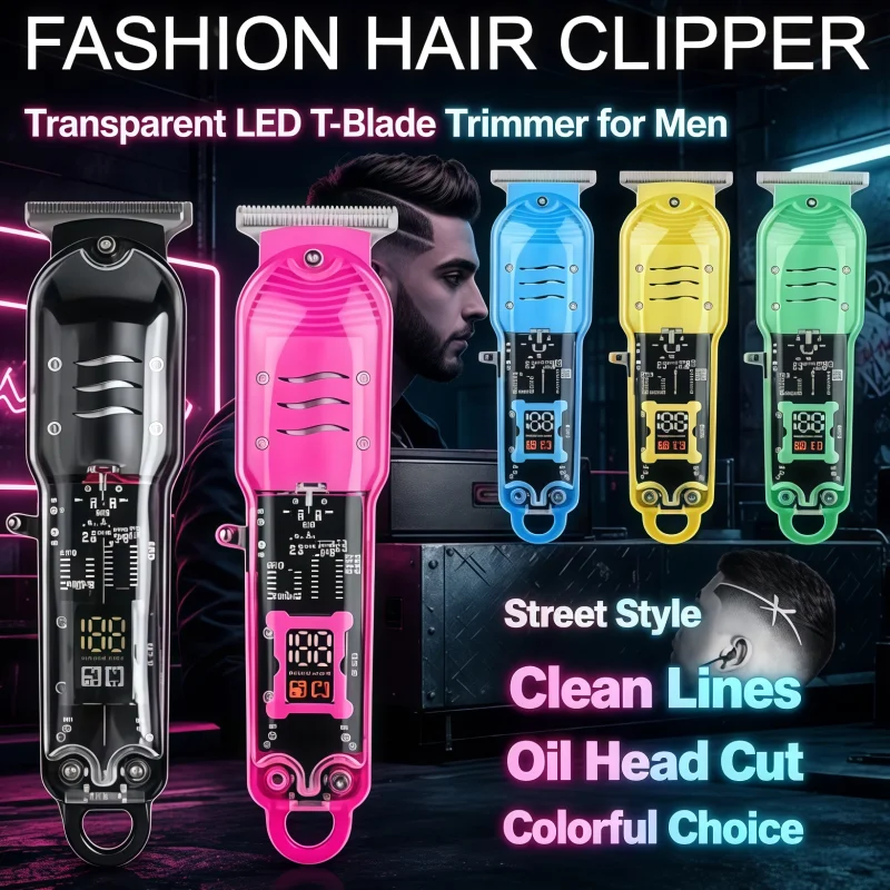 2026New Hair Cut Machine Rechargeable Hair Clippers Transparent Professional Clippers Electric Hair Trimmers Shaver for Men