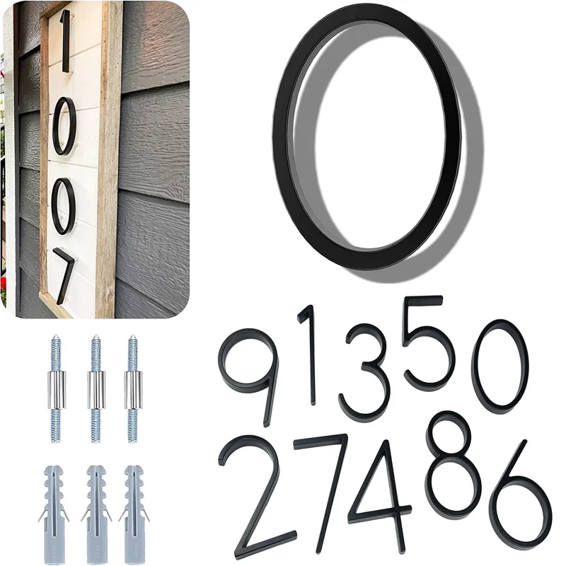 

5 inch black Floating House Numbers Doorplate Letters big Address Sign Plate Outdoor Street Door Plaque Number For Home Mailbox