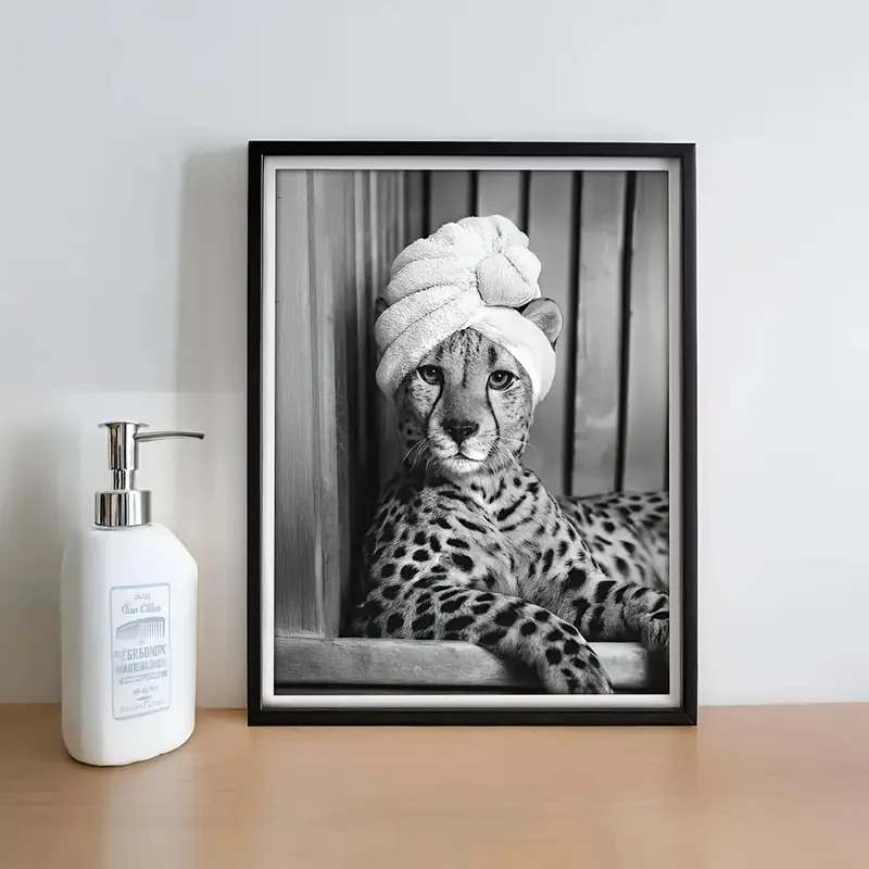 

Quick-dragon Bathrobe Pattern Canvas Art Print Black White Animal Leopard Wall Decoration Classic Retro Style Fashionable Theme