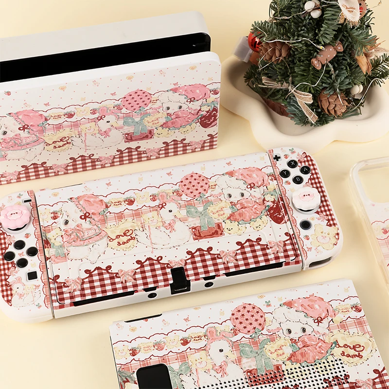 For Nintendo Switch OLED/Switch Console Case Kawaii Lamb Shell for Switch Joy-Con Shock-Absorption and Anti-Scratch Slim Cover