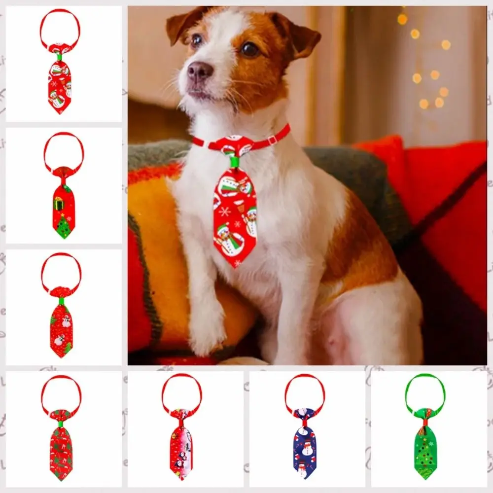 

Christmas Pet Bow Tie Red Green Adjustable Xmas Tree Snowman Decor Polyester Cat Dogs Collar Christmas Pet Dress Necktie Collar