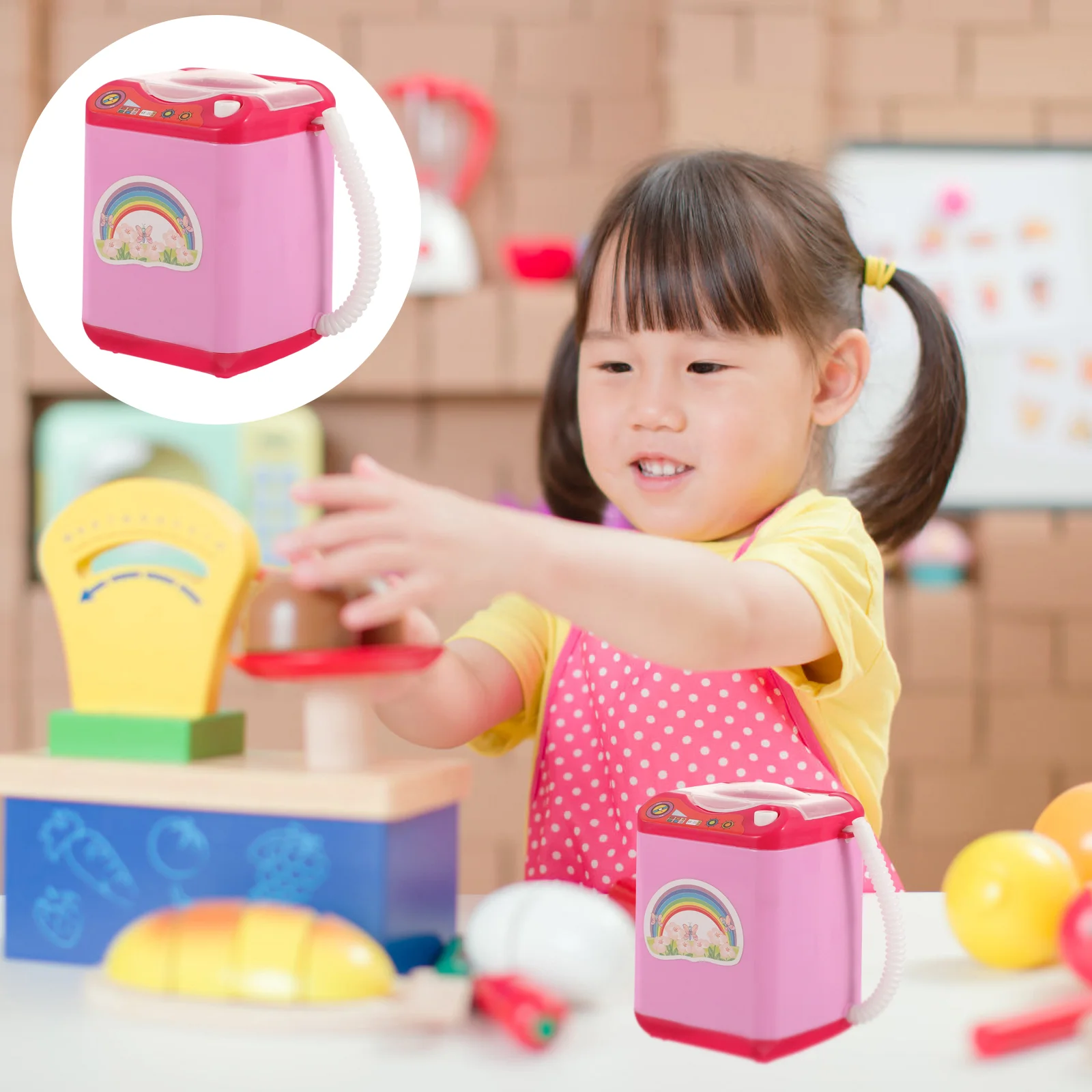 Electronic Toy Washing Machine Child Toys for Toddlers Mini Home Appliance Plastic Puff