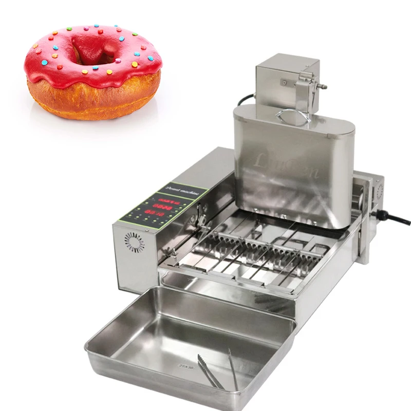 Automatic Donut Making Machine Commercial Digital Display Donuts Maker Dough Cake Snack Fryer Machine 4-Row Electric 110V/220V