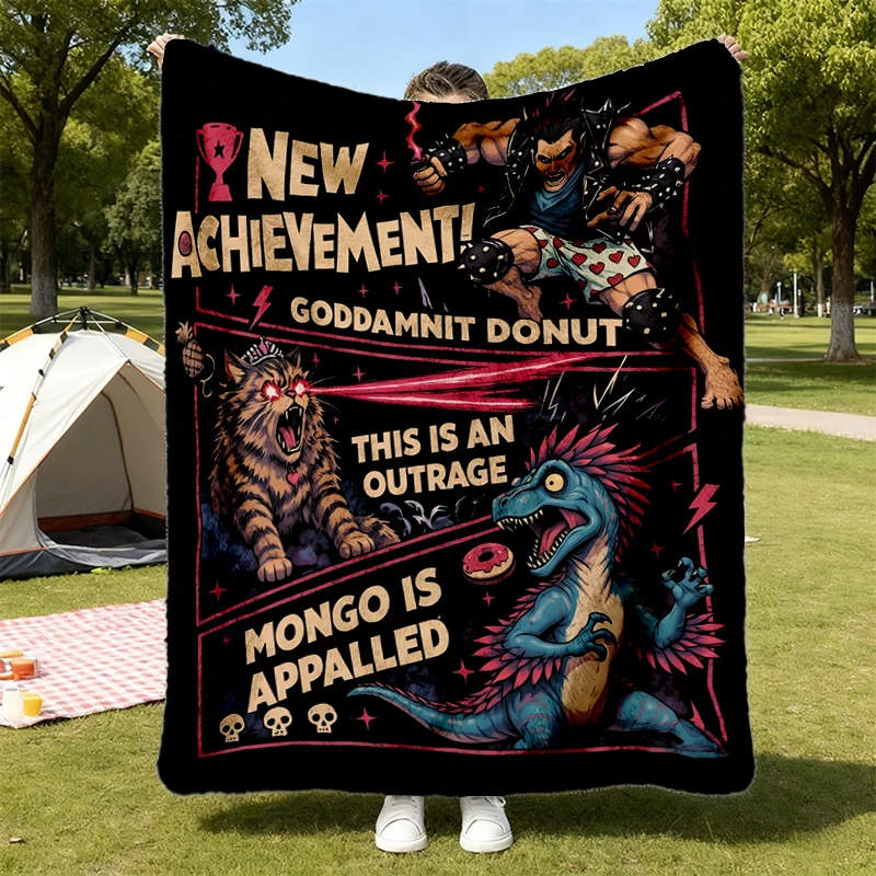 Dungeon Crawler Carl Dad Flannel Blanket, New Achievement Goddamnit Donut Flannel Throw