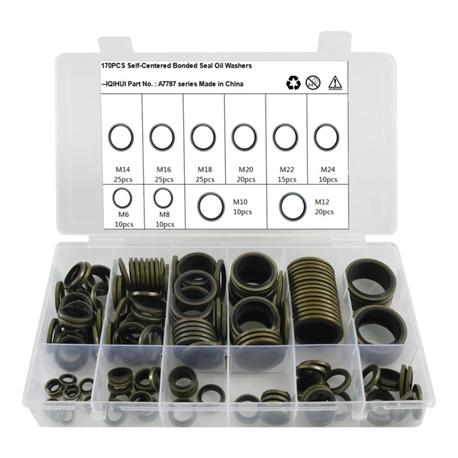 170Pcs O Rubber Rings Set Washer Gasket Set M6 M8 M10 M14 M16 M20 M22 M24 Sealing Gasket Washer for DIY Projects Construction
