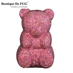 Boutique De FGG (disponibile) Teddy Bear Animal Women Crystal Clutch Bags Party Cocktail strass borse pochette da sera