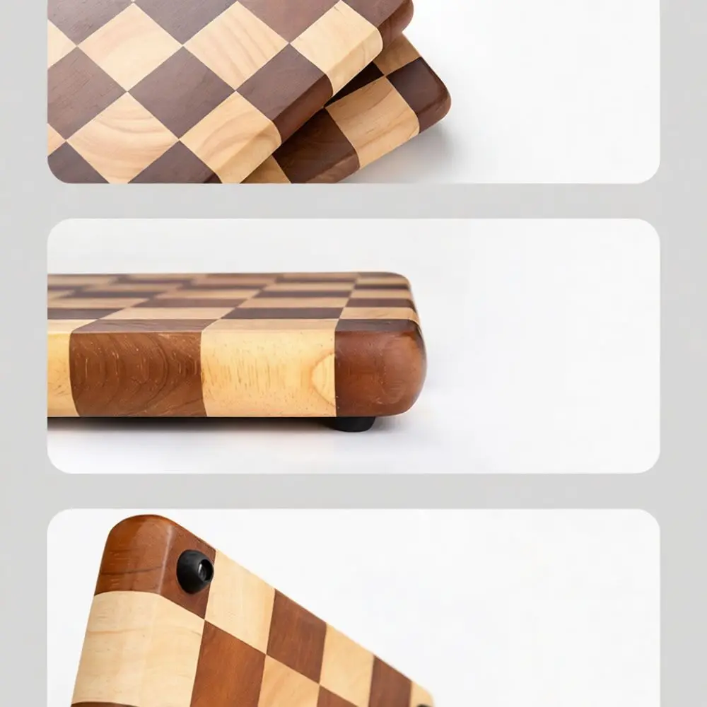 Unique Mosaic Patterns Wooden Cutting Board Solid Wood Chopping Block Simple Modern Kitchen Utility Prep Station
