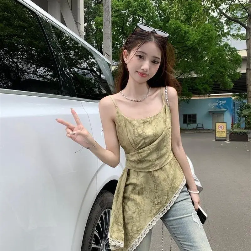 

New Summer Irregular Lace Splicing Chiffon Shirt for Women with A Design Sense of Camisole Top