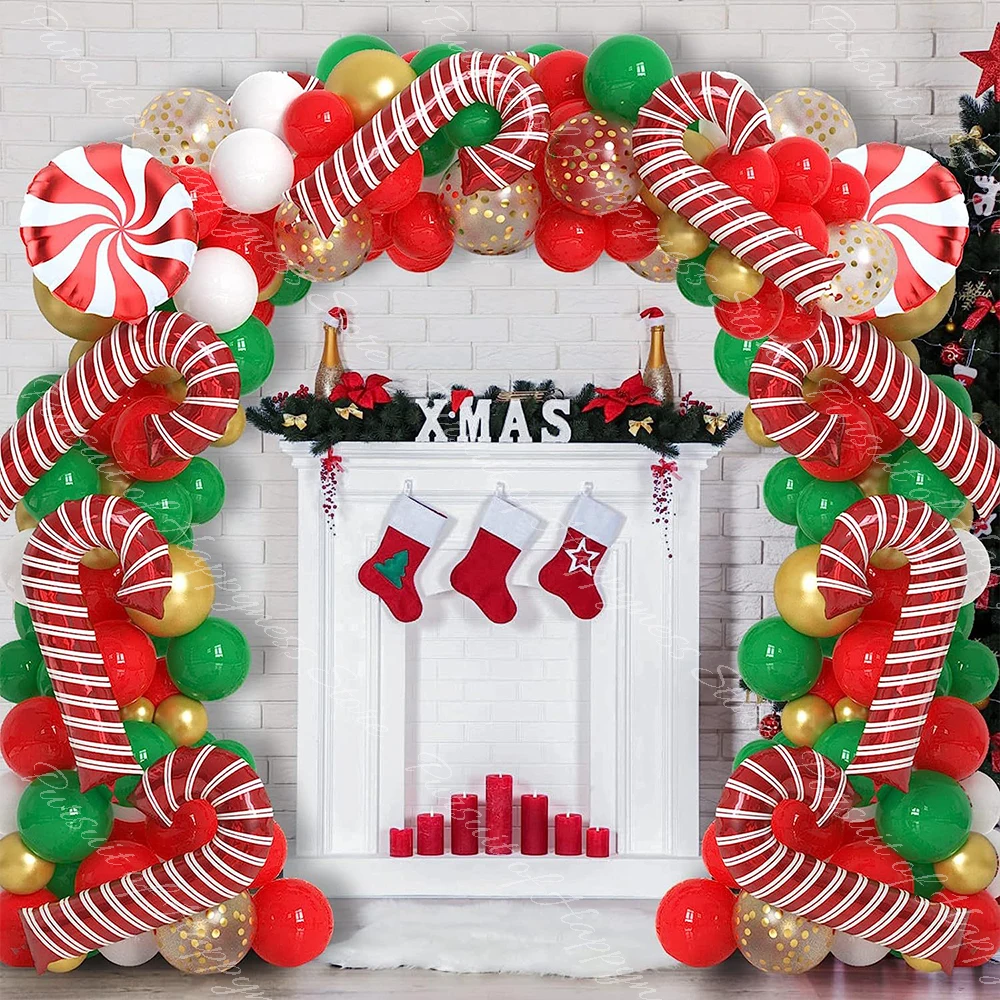 102pcs Christmas Balloon Arch Kit Red Green Gold Confetti Latex Balloon Garland Arch for Christmas New Year Theme Party Decor