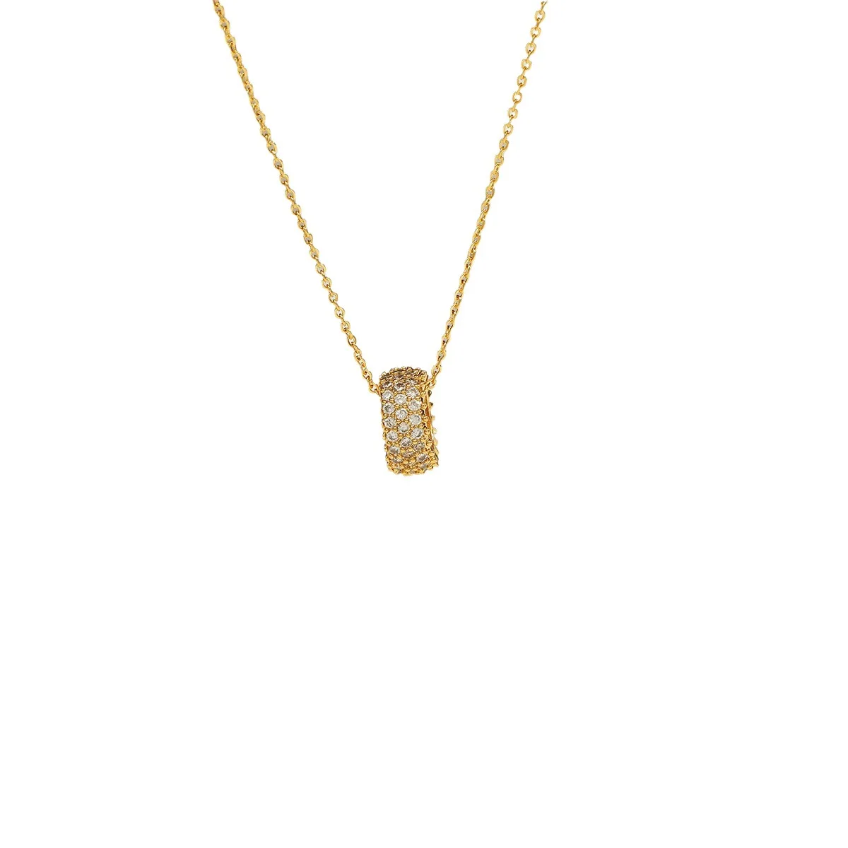 AU999 gold necklace transfer beads pendant 24K real gold diamond necklace goddess classic simple temperament clavicle chain