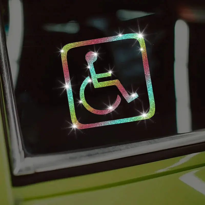 Disabled People Logo Glitter Car Sticker Waterproof DIY Vinyl Decal for Auto Window Trunk Motorcycle Boat Decoration