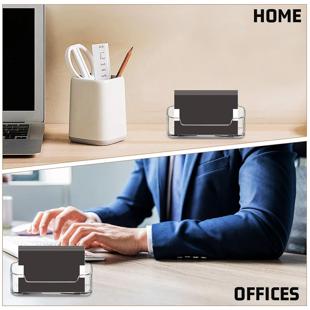

4 Pcs Business Card Holder Storage Display for Office Cards Lanyard Acrylic Holders Organizer Desk Case