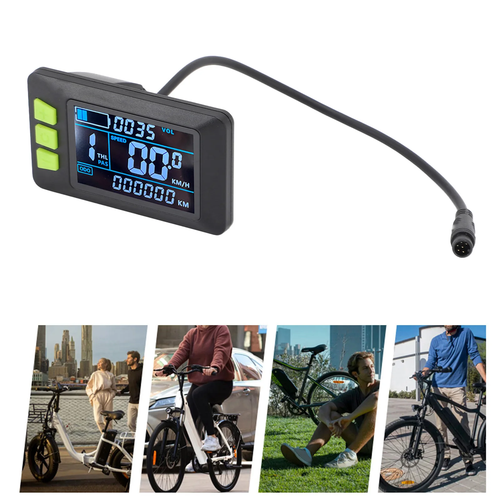 Bike Electric LCD Display Meter with USB Port 6 Pin Waterproofing Connector Color Screen Electric Scooter Control Panel