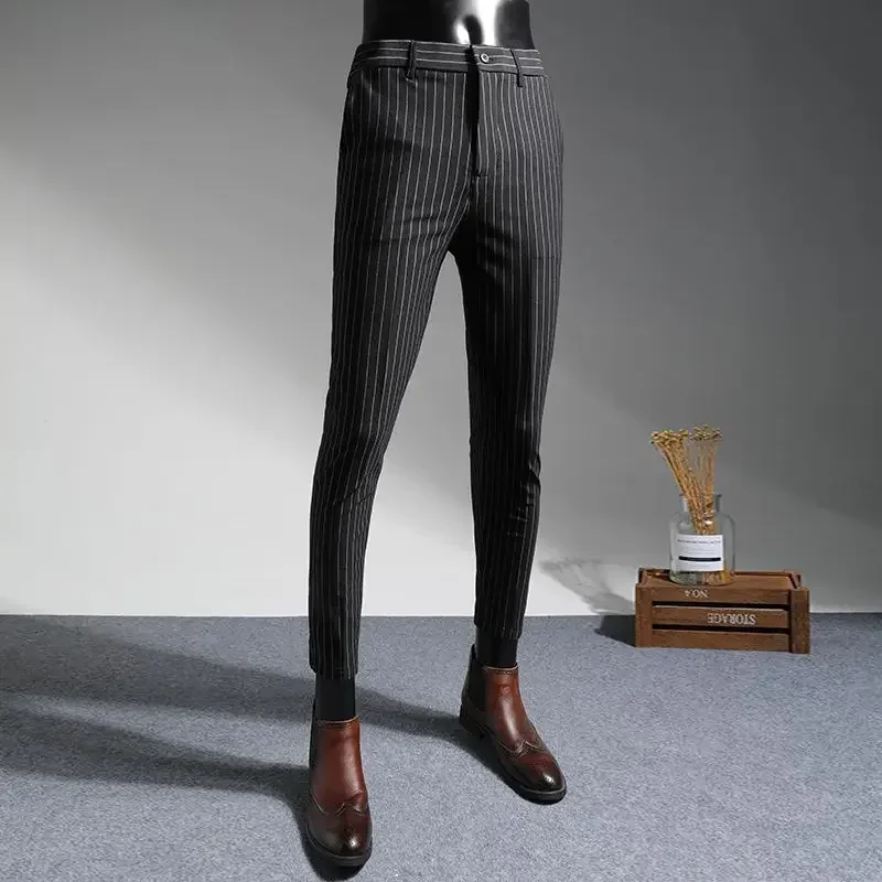Straight Trousers Men Fluid Elastic Draped Suits Pants Stretch Classic Clothes Offer Chinese Homme Up Anti-wrinkle Dress JJ1112