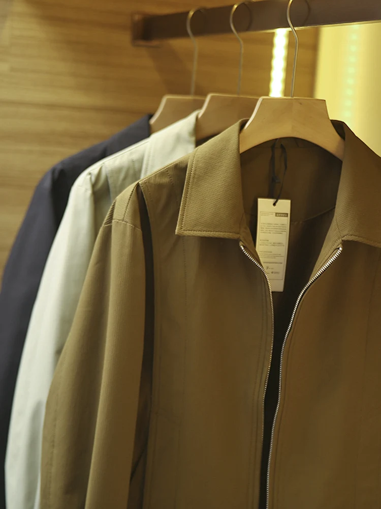 

Sli Casual Long Sve Jaet New Autumn Faion Men's Clothing Versatile Flip Collar Windproof Polyester Fiber Zipper Cl...