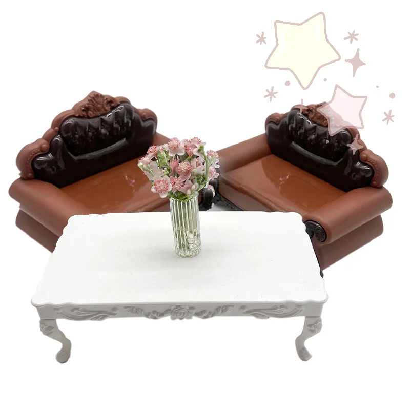 1/12 Domek dla lalek Symulacja Europejskiego Stylu Sofa Model Mebel do Salonu Miniaturowe Akcesoria Dekoracyjne do Domku dla Lalek