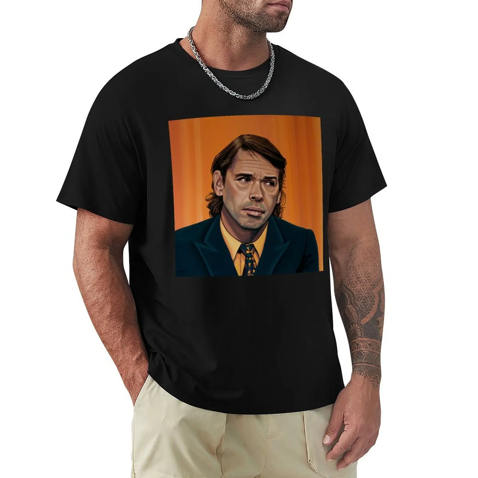 Jaques Brel Painting T-Shirt Plus Size Workout Short Sleeve Top