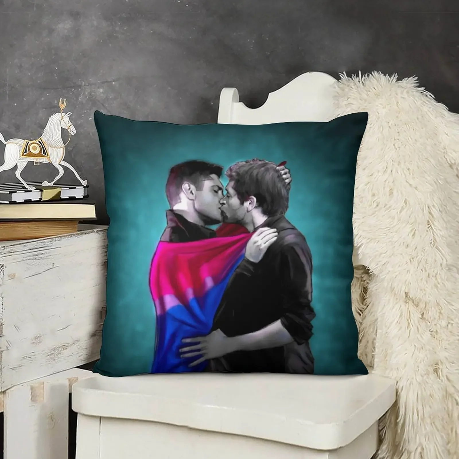 

Bisexual Pride Destiel Throw Pillow luxury home accessories Throw Pillow pillow