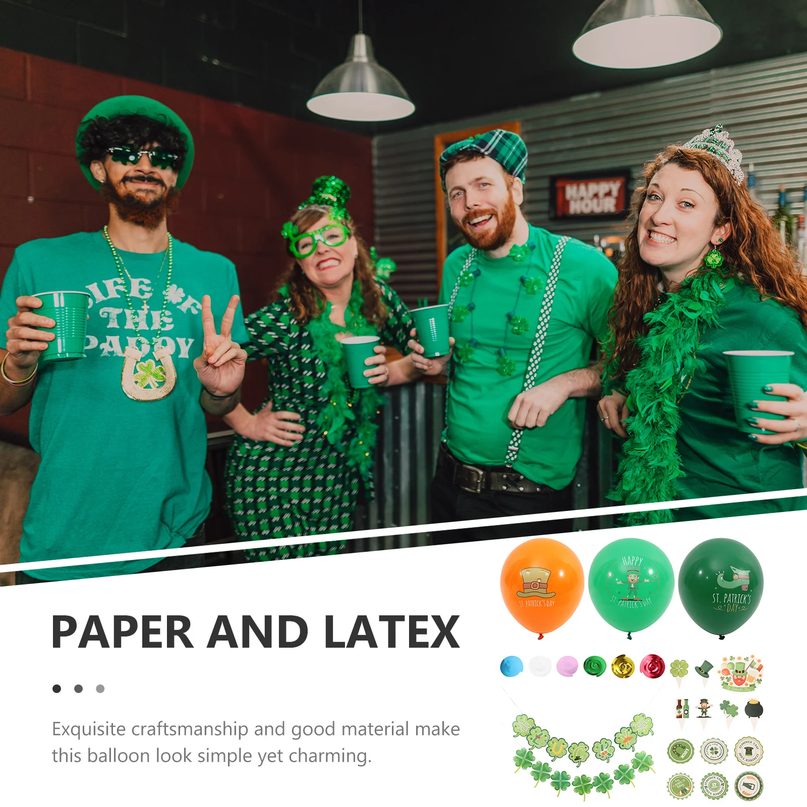 

1Set Four Leaf Clover St Patrick's Day Party Decor Latex Balloons Dessert Cupcake Topper St. Patrick's Day Balloons