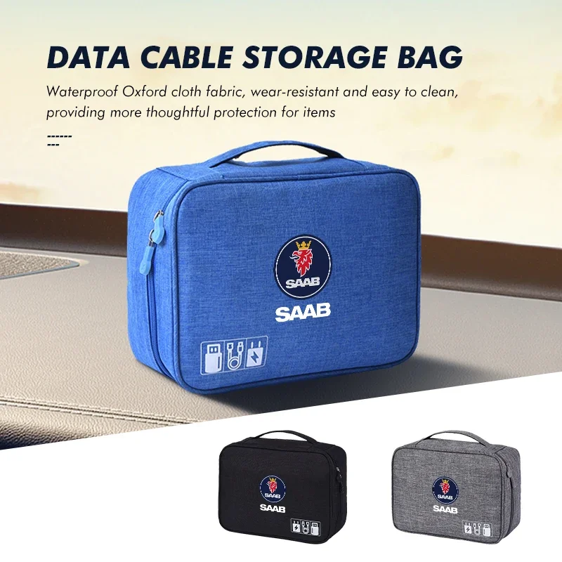 Car Storage Bag Data Cable Organizer Bag Digital Gadgets Case For SAAB 9-3 9-5 93 9000 900 9-7 600 99 9-X 97X Turbo X