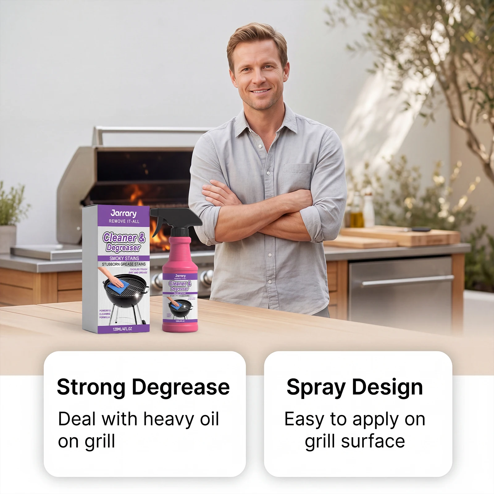 Multi‑purpose grill degreasing spray, great for removing grease and burnt residues from grills as well as frying pans