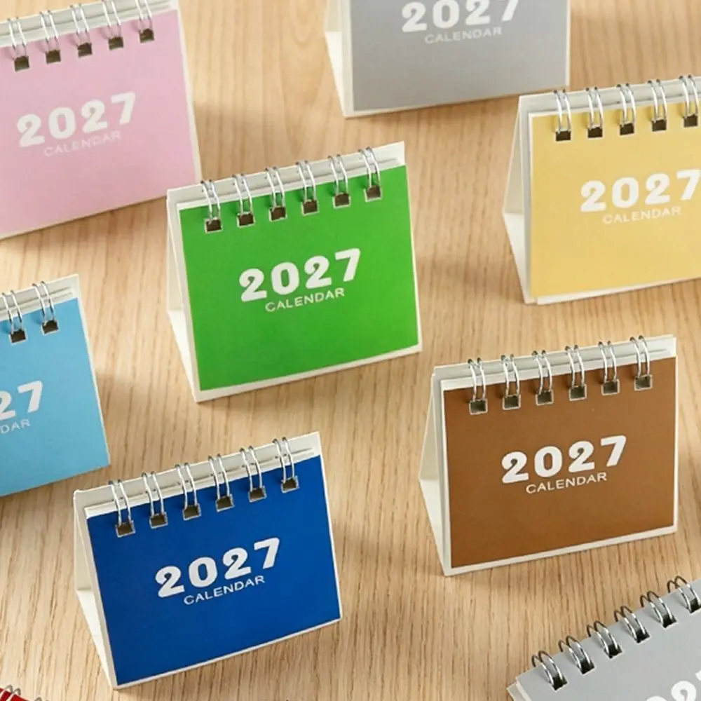 New Mini 2027 Desk Calendar Double Coil Standing Base Standing Calendar Mini Calendar Home Office