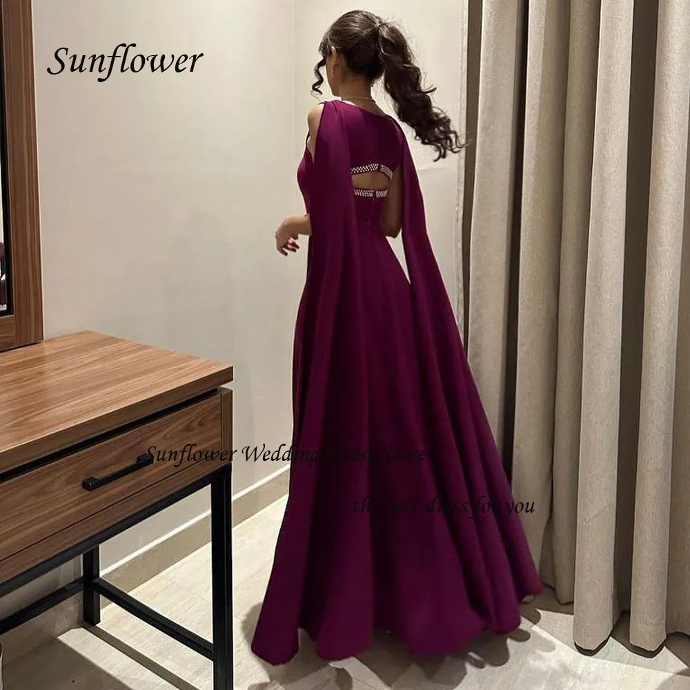 Sunflower Square Collar Evening Dress Saudi Arabia 2023 Slim Crepe Backless Appliques A-LINE Prom dress Floor-Length Party Dress