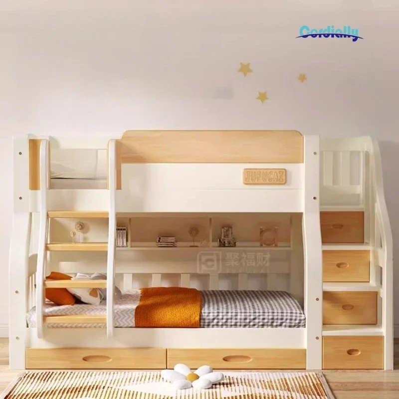 Loft Double Bed With Stairs Frame Headboards King Size Drawer Storage Bunk Beds Kids Children Queen Adult Bedroom Furniture Sets - view 2