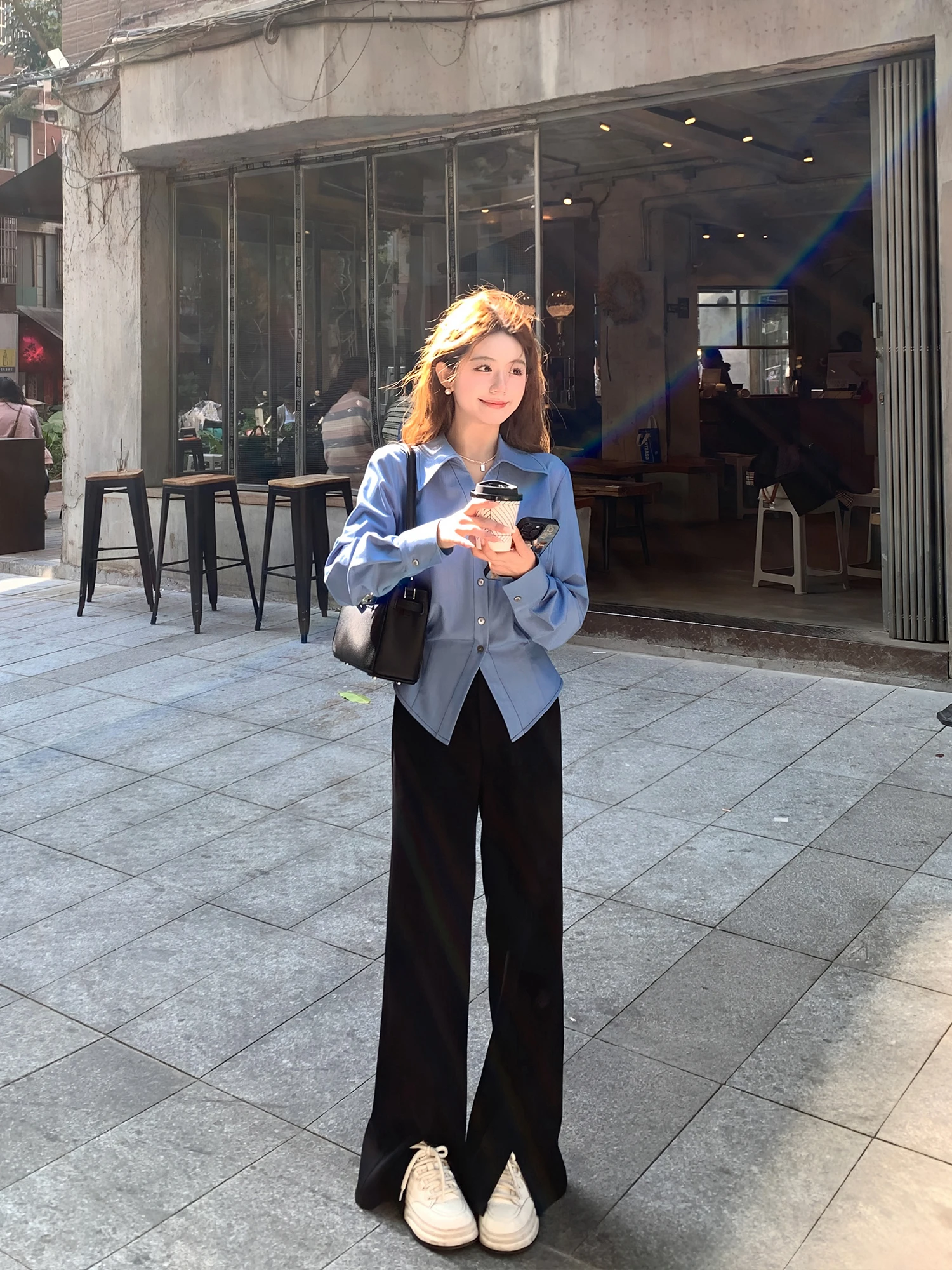 

Брюки-клеш с высокой талией женские в стиле ретро, повседневные, весна-осень, корейские, прямые, с кисточками