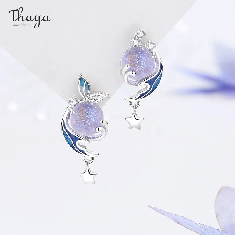 

Thaya Real S925 Sterling Silver Earrings Handmade Fashion Fine Jewelry 18K Gold Plated Asymmetric Stud Earring for Women Jewelry