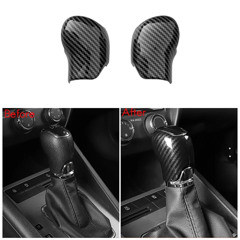 Fibra de carbono Interior Gear Shift Knob Cover, Guarnição Handle Sleeve, Botões Capa, Adesivo para Skoda, Octavia, A7, Superb, Fabia