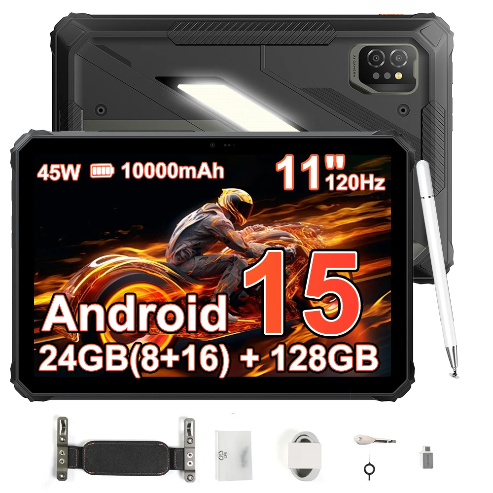 Tablette robuste BlackView Active 7 [sans chargeur UE] 11'' 24 Go (8+16)+128 Go Version nocturne IPS 120 Hz 10000 mAh 45 W Android 15 NFC