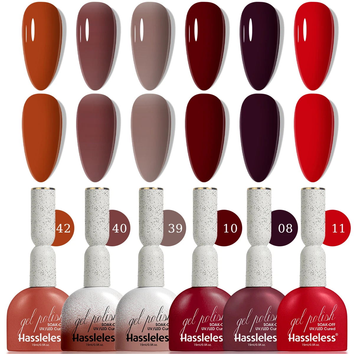 

6-color vintage red-brown nail polish set, with high saturation, smooth texture and easy application, creating a Maillard vintag