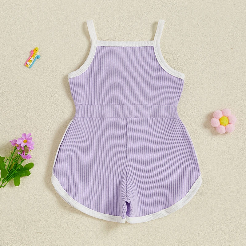 بدلة قفز صيفية للفتيات الصغيرات من SUNSIOM بدون أكمام وحزام سباغيتي وزهرة كروشيه رومبير شورت للرضع