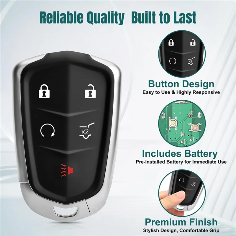 

AS57-Car Key Fob Replacement HYQ2EB 13510245 433Mhz For Cadillac XT5 2017-2019 XT4 2019 Keyless Entry Remote Control