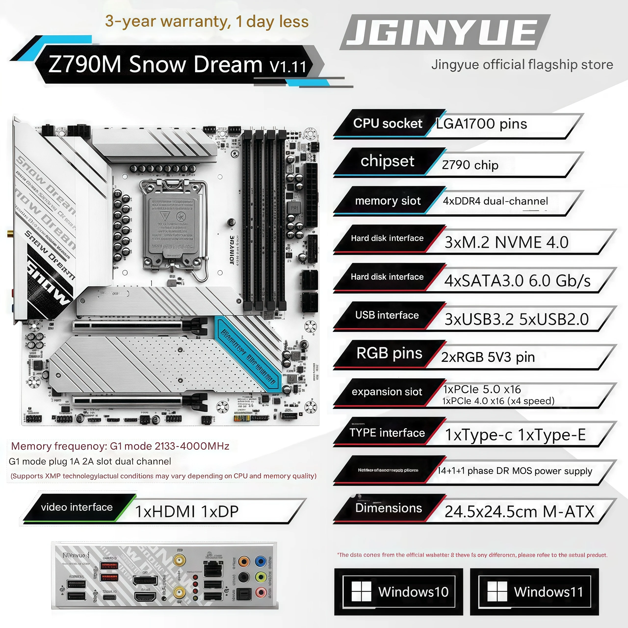 

Jingyue Z790Z690 Материнская плата Snow Dream D4D5, совместимая с набором процессоров 121314 поколения ARGB 1700, Z790MDDR4, новая материнская плата