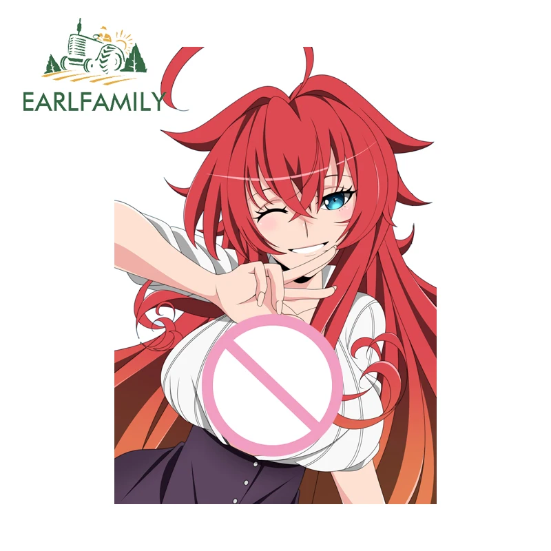 EARLFAMILY Rias Gremory Huge Chest Car Stickers Popular Anime Theme Rearview Mirror Nsfw Decals Sunscreen Vinyl 3D Car Stickers