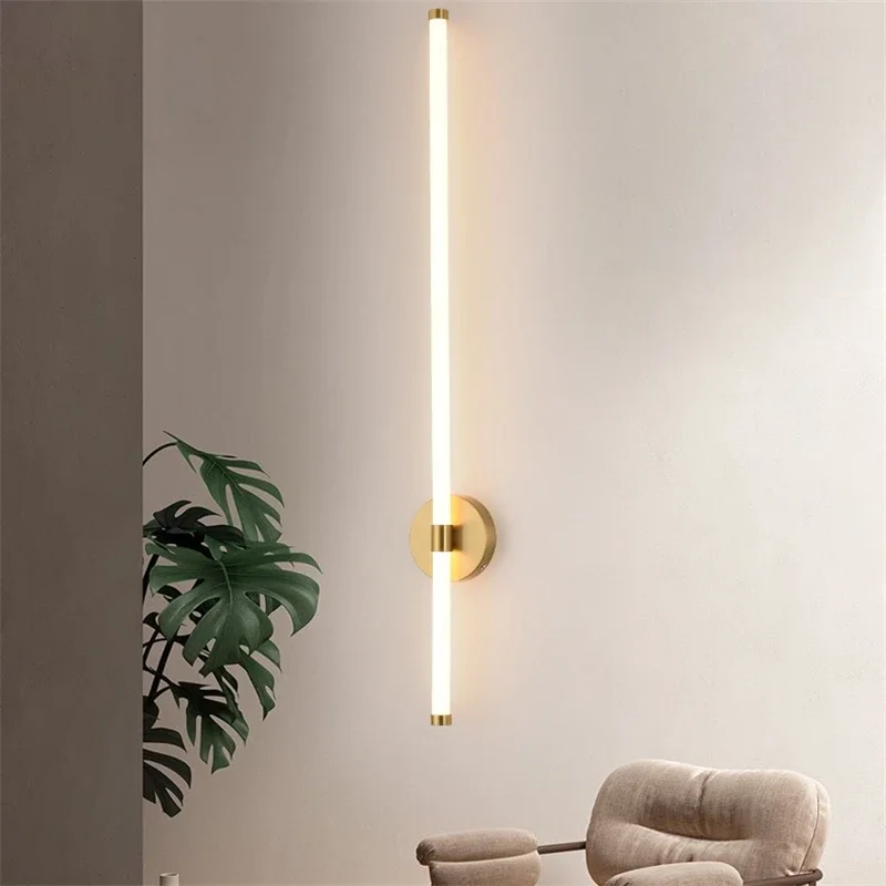 Modern Long Led Wall Light The Whole Pole Can Light Up Simple Living Room Decor Lighting Bedroom Lamp Hotel Sconces Wall Lamps