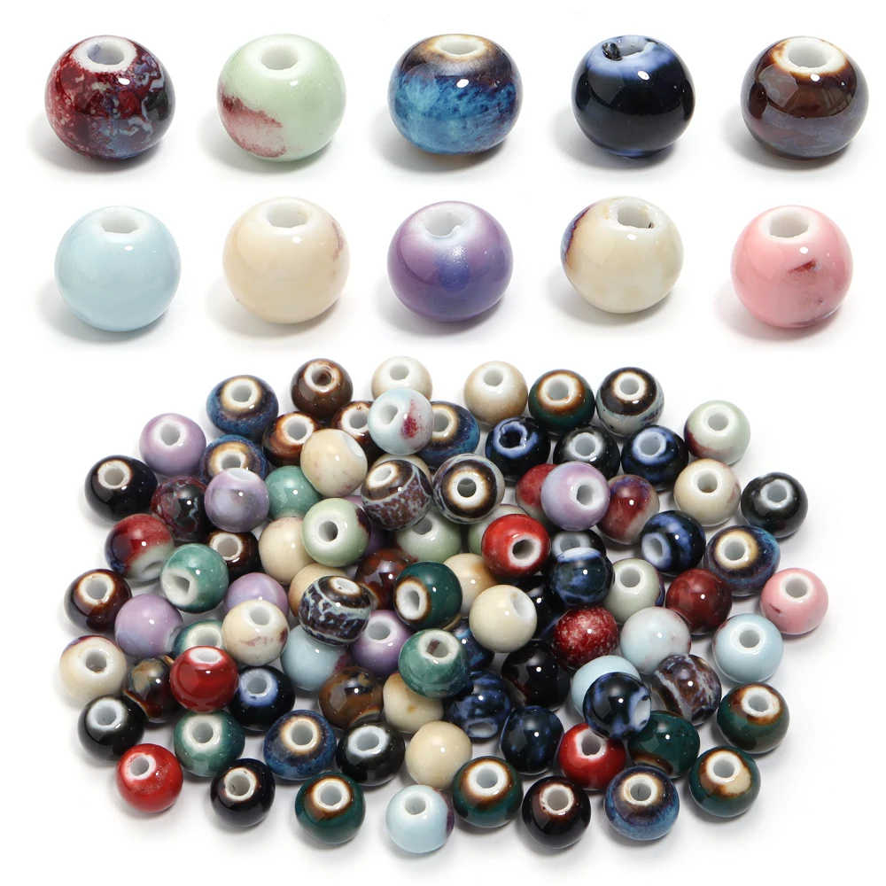 10 teile/los bunte runde Form Keramik Perlen Spacer Perlen für Schmuck machen DIY lose Perlen Armband Halskette Geschenk zubehör