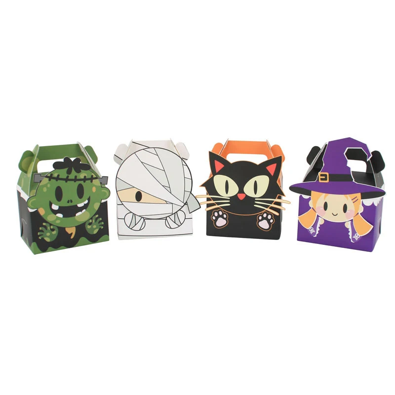 12/24pcs Halloween Papier Süßigkeiten Geschenk box Horror Geist Hexe Mumie Keks bevorzugen Geschenk verpackung Box Trick Halloween Party liefert – Detail 3