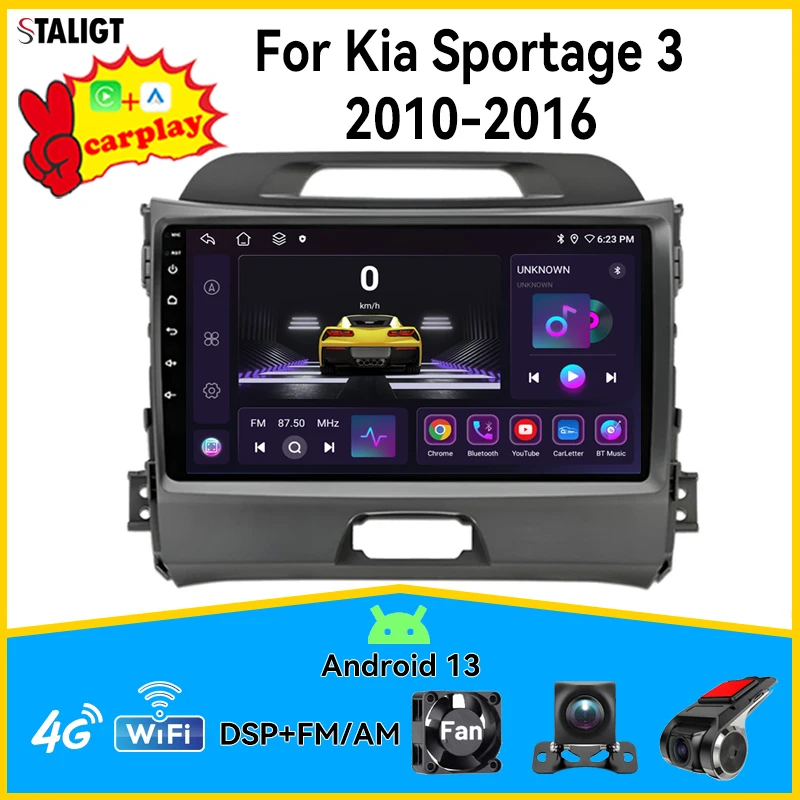 

samolot samochodowy dla Kia Sportage 3 2010-2016 Multimedialny odtwarzacz samochodowy DSP FM AM Autoradio Stereo samochodowe 2Din Android Subwoofer Video