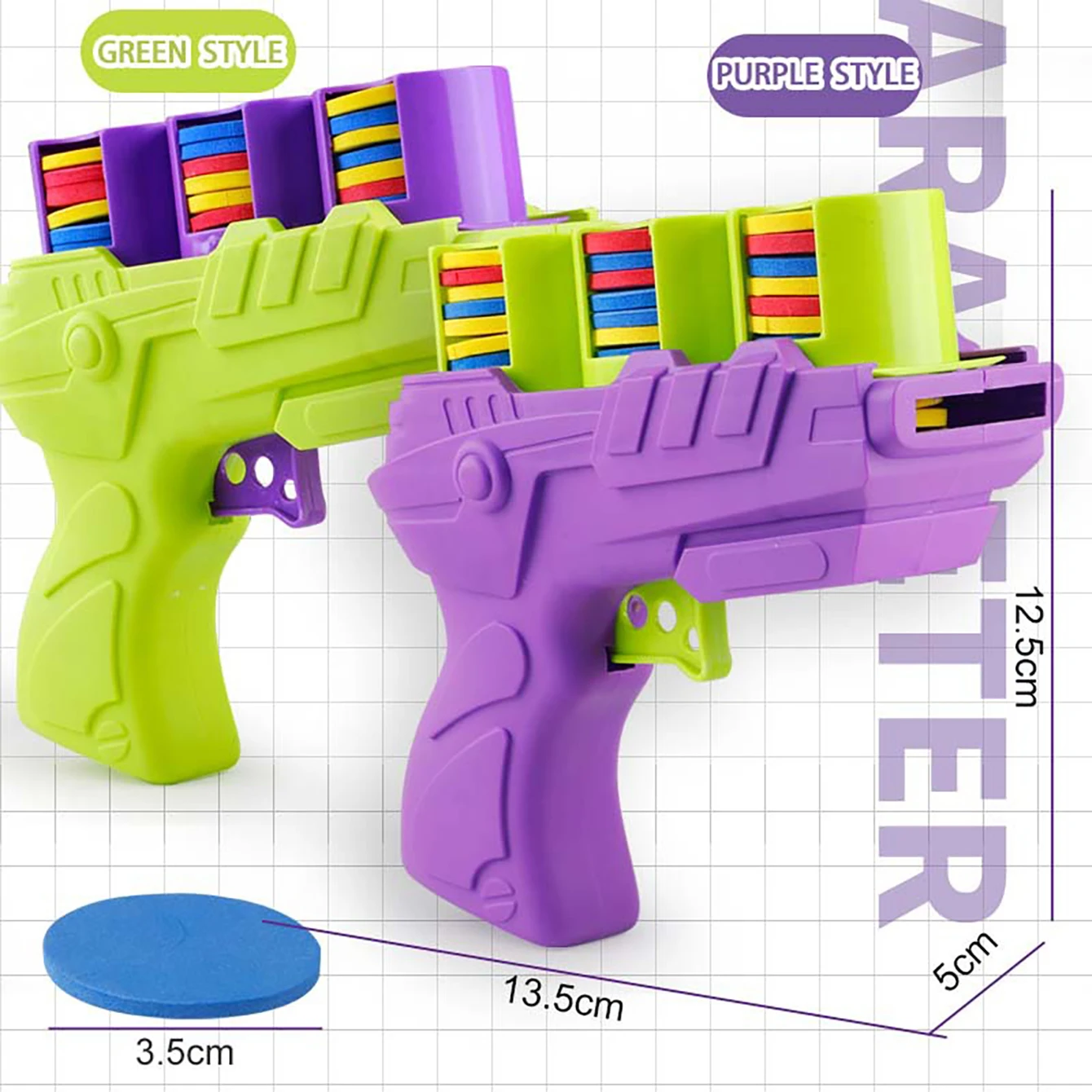 Pistolet jouet à balle molle avec tir continu, jouet pour garçon, jouets de sport interactifs, disque et caoutchouc lumineux, ensemble double jeu pour garçons