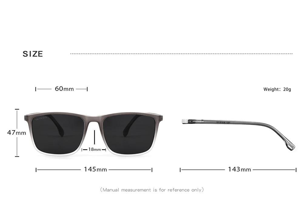 VEITHDIA Marke Männer Frauen Sonnenbrille Unisex Retro TR90 Sonnenbrille Polarisierte UV400 Objektiv Vintage Brillen Sonnenbrille Für Männliche 7521 – Detail 6