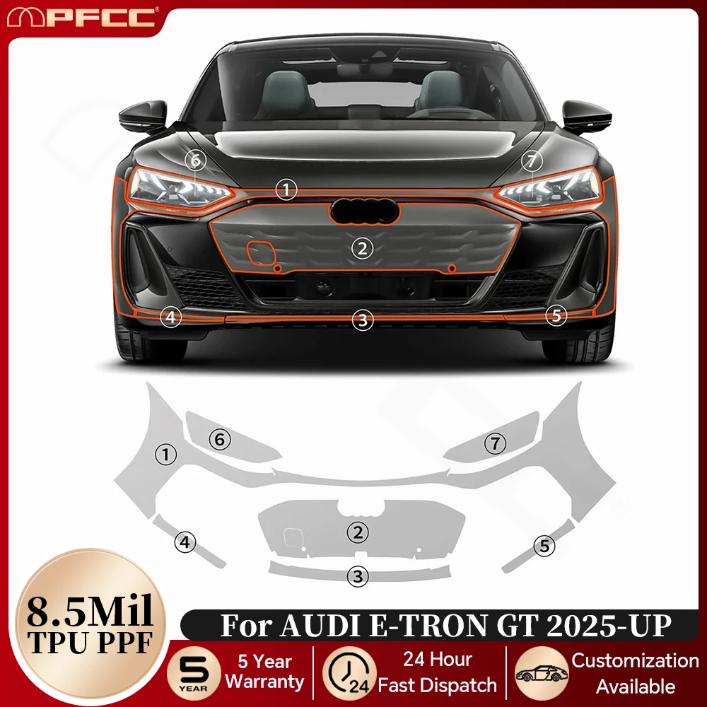 

8,5 мил защитная пленка для краски из ТПУ для AUDI E-TRON GT 2025-UP, защита от царапин, предварительно вырезанный PPF кузов автомобиля, прозрачный бюстгальтер, самовосстанавливающийся невидимый