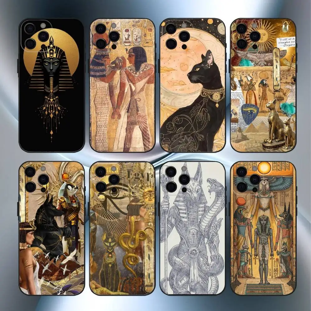 

Egypt Pharaoh mural Phone Case For iPhone17,16,15,14,13,12,11 Plus,Pro Max Soft Black Cover