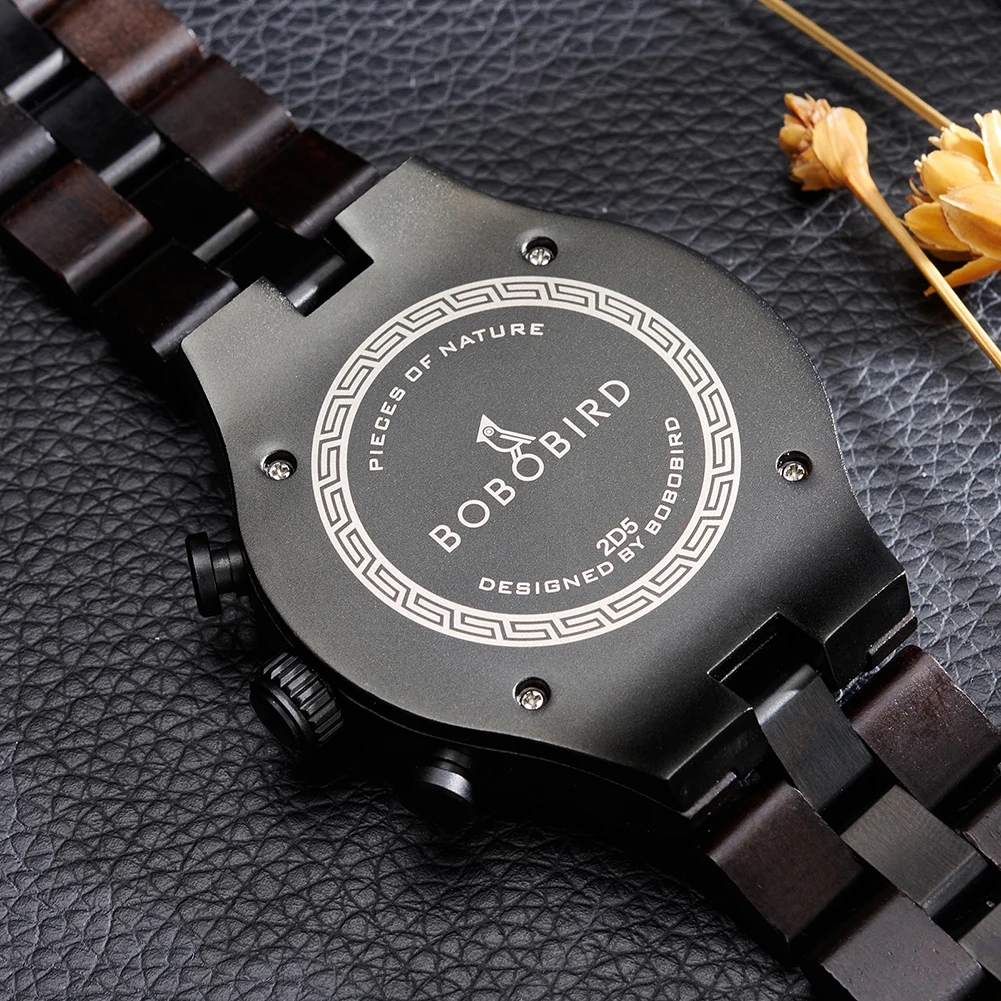 مخصص BOBOBIRD ساعة رجالي Hulk نفس النمط الفاخرة كرونوغراف كوارتز ساعة يد رياضية ساعة الجوز الساعات الخشبية للرجال هدية