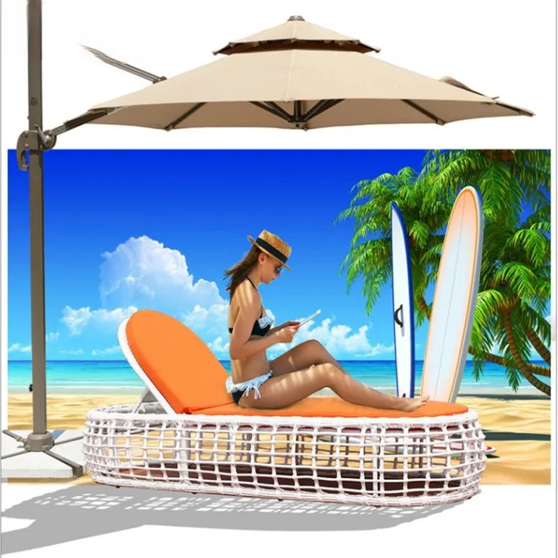 Customized outdoor leisure bed swimming pool beach outdoor lounge chair balcony courtyard rattan chair garden villa rattan sofa