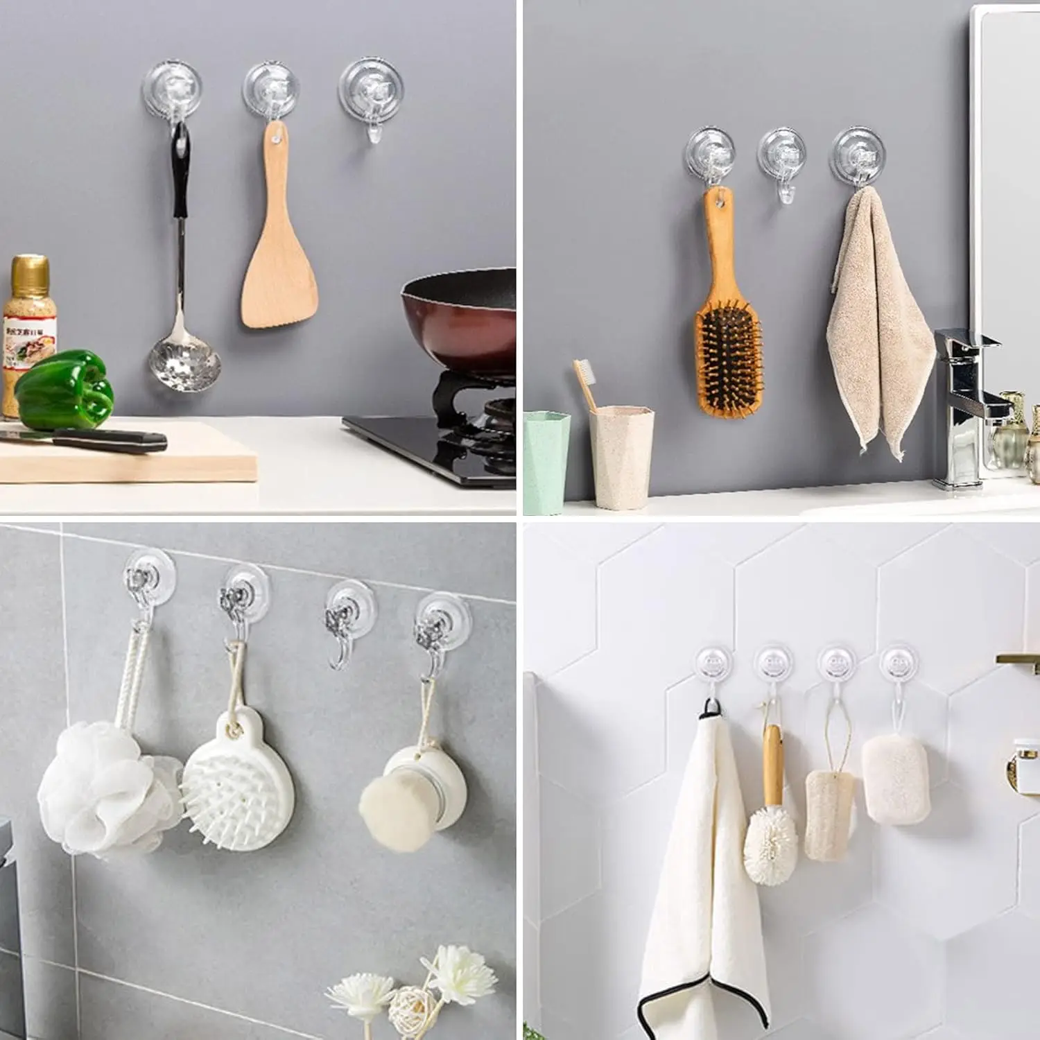 1-10pcs Suction Cup Hook Transparent Reusable Heavy Duty Vacuum Suction Cup Kitchen Bathroom Window Glass Wall Hooks for Towel view 4
