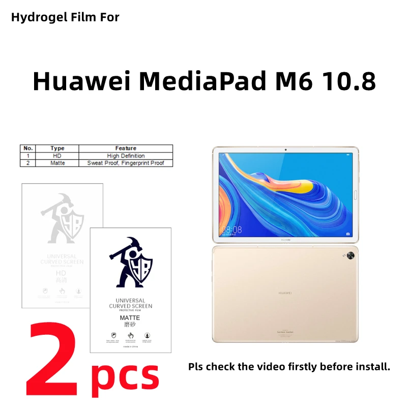 

2pcs HD Hydrogel Film For Huawei MediaPad M6 10.8 Matte Screen Protector For MediaPad M6 10.8 inches Clear/Frosted Full Cover